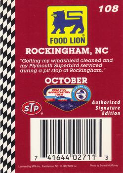 1992 Food Lion Richard Petty #108 Richard Petty Pit Stop Back