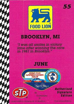 1992 Food Lion Richard Petty #55 Richard Petty Back