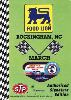 1992 Food Lion Richard Petty #5 Rockingham, NC March Front