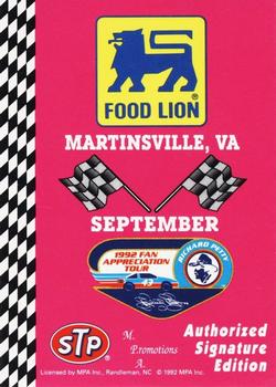 1992 Food Lion Richard Petty #93 Martinsville, VA September Front