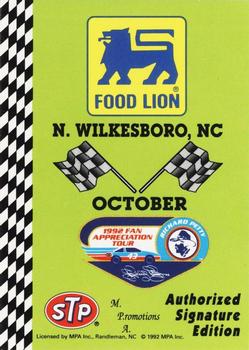 1992 Food Lion Richard Petty #97 N. Wilkesboro, NC October Front