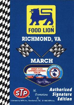 1992 Food Lion Richard Petty #9 Richmond, VA March Front