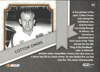 2012 Press Pass Fanfare #92 Cotton Owens Back