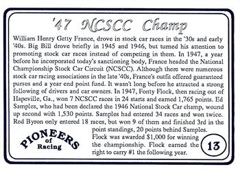 1991 Galfield Press Pioneers of Racing #13 Fonty Flock Back