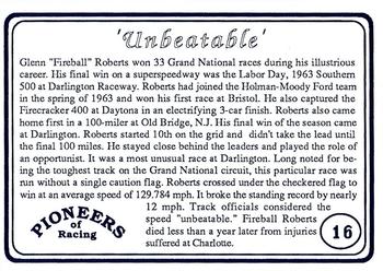 1991 Galfield Press Pioneers of Racing #16 Fireball Roberts Back