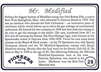 1991 Galfield Press Pioneers of Racing #20 John Fish Back