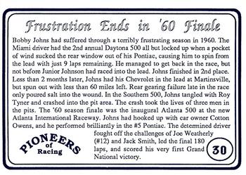 1991 Galfield Press Pioneers of Racing #30 Bobby Johns / Joe Weatherly Back