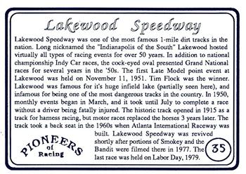 1991 Galfield Press Pioneers of Racing #35 Lakewood Speedway Back