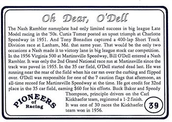 1991 Galfield Press Pioneers of Racing #39 Bill O'Dell Back