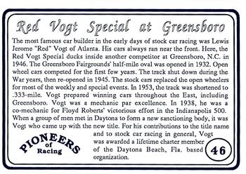 1991 Galfield Press Pioneers of Racing #46 Red Vogt Back