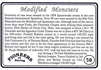 1991 Galfield Press Pioneers of Racing #50 Dick Bailey / Curtis Turner Back
