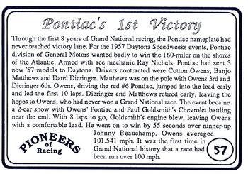 1991 Galfield Press Pioneers of Racing #57 Cotton Owens Back