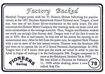 1991 Galfield Press Pioneers of Racing #70 Marshall Teague Back
