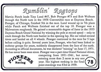 1991 Galfield Press Pioneers of Racing #78 Marvin Panch / Tiny Lund / Bob Pronger / Bob Welborn Back