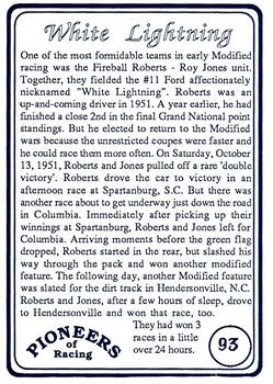 1991 Galfield Press Pioneers of Racing #93 Fireball Roberts / Roy Jones Back