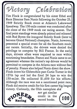 1991 Galfield Press Pioneers of Racing #100 Tim Flock Back