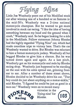 1991 Galfield Press Pioneers of Racing #103 Joe Weatherly Back