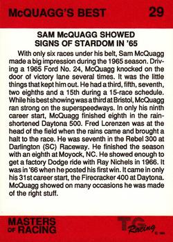 1989-90 TG Racing Masters of Racing #29 Sam McQuagg Back