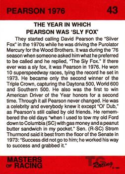 1989-90 TG Racing Masters of Racing #43 David Pearson Back