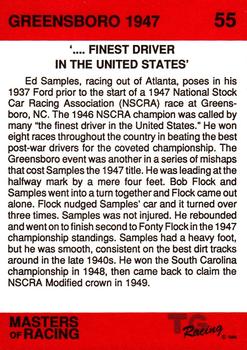1989-90 TG Racing Masters of Racing #55 Ed Samples' Car Back