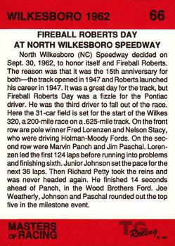 1989-90 TG Racing Masters of Racing #66 Wilkesboro 1962 Back