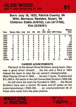 1989-90 TG Racing Masters of Racing #91 Glen Wood Back