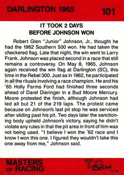 1989-90 TG Racing Masters of Racing #101 Junior Johnson's Car Back