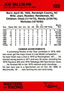 1989-90 TG Racing Masters of Racing #103 Joe Millikan Back