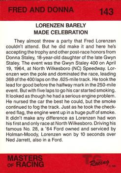 1989-90 TG Racing Masters of Racing #143 Fred Lorenzen Back