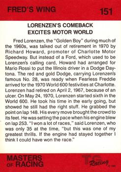1989-90 TG Racing Masters of Racing #151 Fred Lorenzen Back