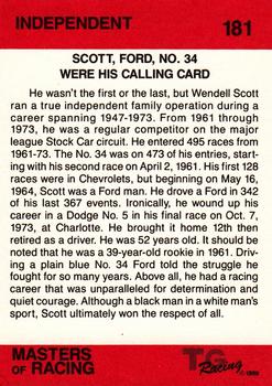 1989-90 TG Racing Masters of Racing #181 Wendell Scott's Car Back