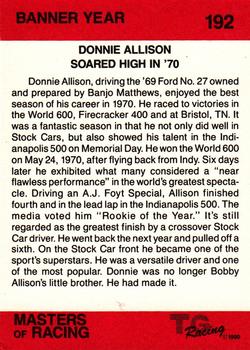 1989-90 TG Racing Masters of Racing #192 Donnie Allison's Car Back