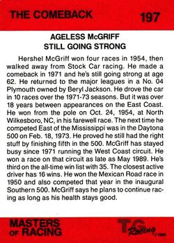 1989-90 TG Racing Masters of Racing #197 Hershel McGriff's Car Back