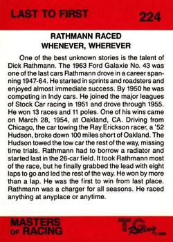 1989-90 TG Racing Masters of Racing #224 Dick Rathmann's Car Back