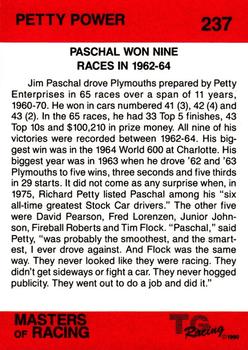 1989-90 TG Racing Masters of Racing #237 Jim Paschal Back