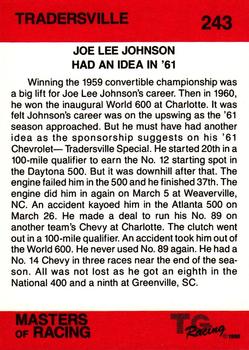 1989-90 TG Racing Masters of Racing #243 Joe Lee Johnson Back