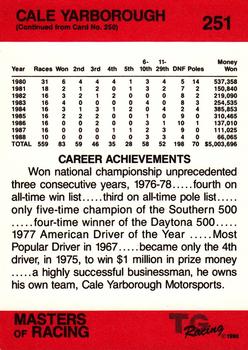 1989-90 TG Racing Masters of Racing #251 Cale Yarborough Back