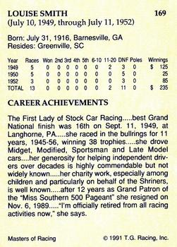 1991-92 TG Racing Masters of Racing Update #169 Louise Smith Back