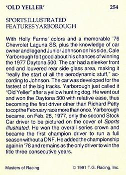 1991-92 TG Racing Masters of Racing Update #254 Cale Yarborough Back