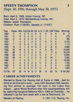 1991-92 TG Racing Masters of Racing Update #5 Speedy Thompson Back