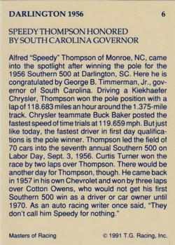 1991-92 TG Racing Masters of Racing Update #6 Speedy Thompson Back
