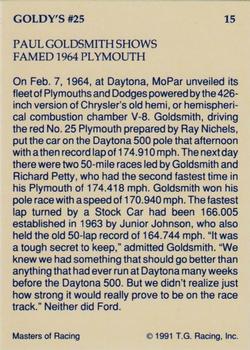 1991-92 TG Racing Masters of Racing Update #15 Paul Goldsmith Back