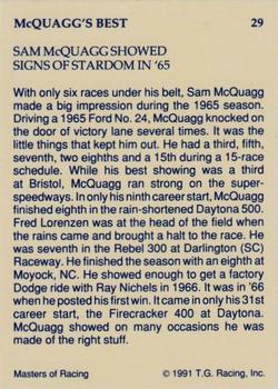 1991-92 TG Racing Masters of Racing Update #29 Sam McQuagg Back