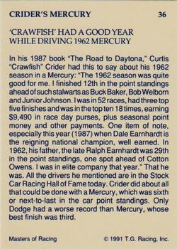 1991-92 TG Racing Masters of Racing Update #36 Curtis Crider Back