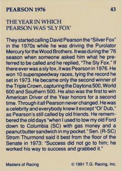 1991-92 TG Racing Masters of Racing Update #43 David Pearson Back