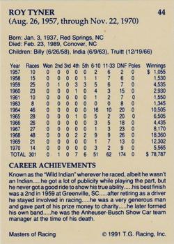 1991-92 TG Racing Masters of Racing Update #44 Roy Tyner's Car Back