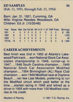 1991-92 TG Racing Masters of Racing Update #54 Ed Samples Back