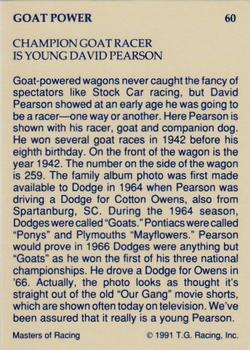 1991-92 TG Racing Masters of Racing Update #60 David Pearson Back