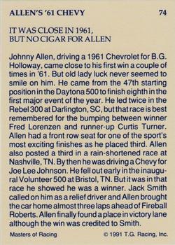 1991-92 TG Racing Masters of Racing Update #74 Johnny Allen Back