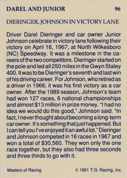 1991-92 TG Racing Masters of Racing Update #96 Darel Dieringer/Junior Johnson Back